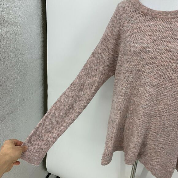 Abercrombie & Fitch Marled Knit Sweater Womens L Large Pink Gray Zip Shoulder - Picture 6 of 12